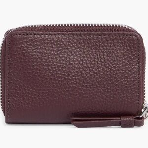 AllSaints Fetch Card Burnt Red Double Zip Leather Wallet NWT 🔆